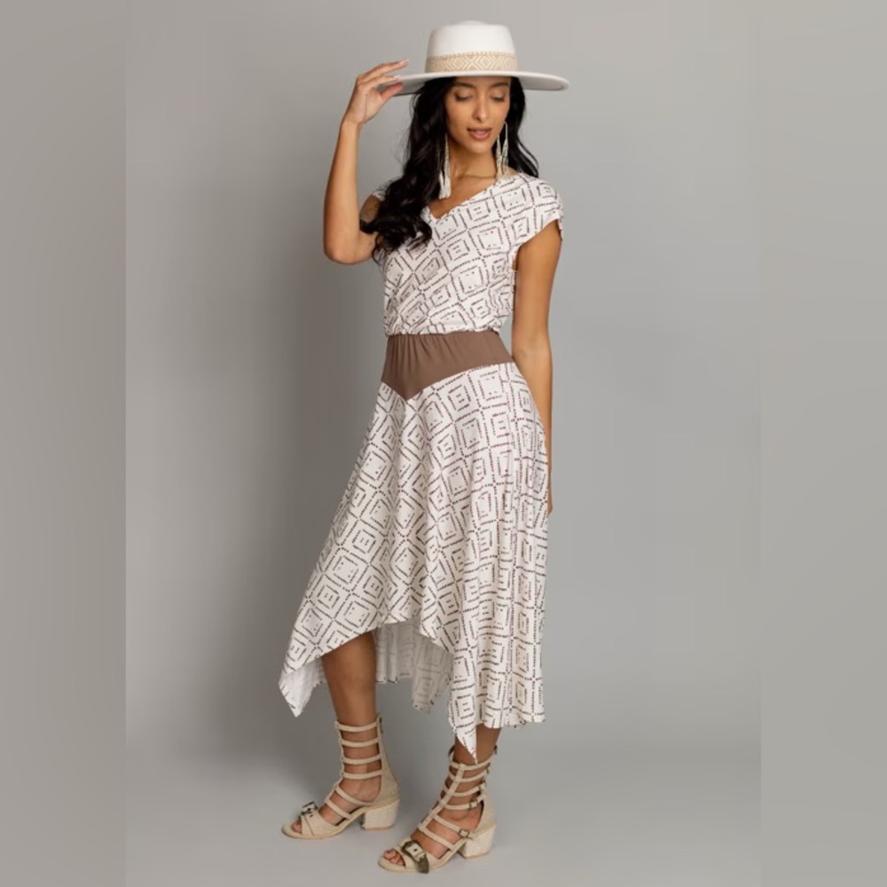 FENLY DRESS IN CREAM BOHO GEO